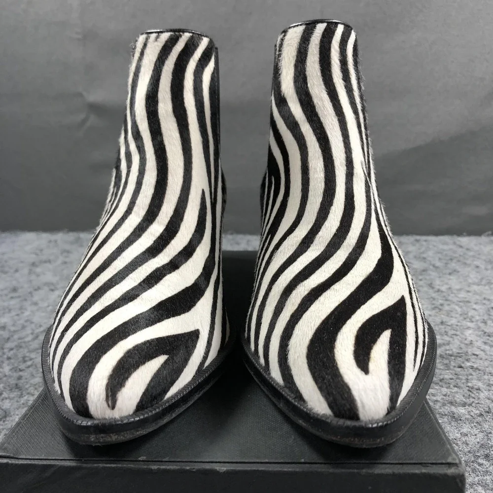 Kennel & Schmenger Boots Womens 7.5 Zebra Haircalf Chelsea Pointed Toe Ankle